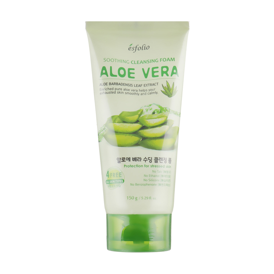 Пінка для вмивання обличчя Esfolio Aloe Vera Soothing Cleansing Foam заспокійлива, з алое вера, 150 мл